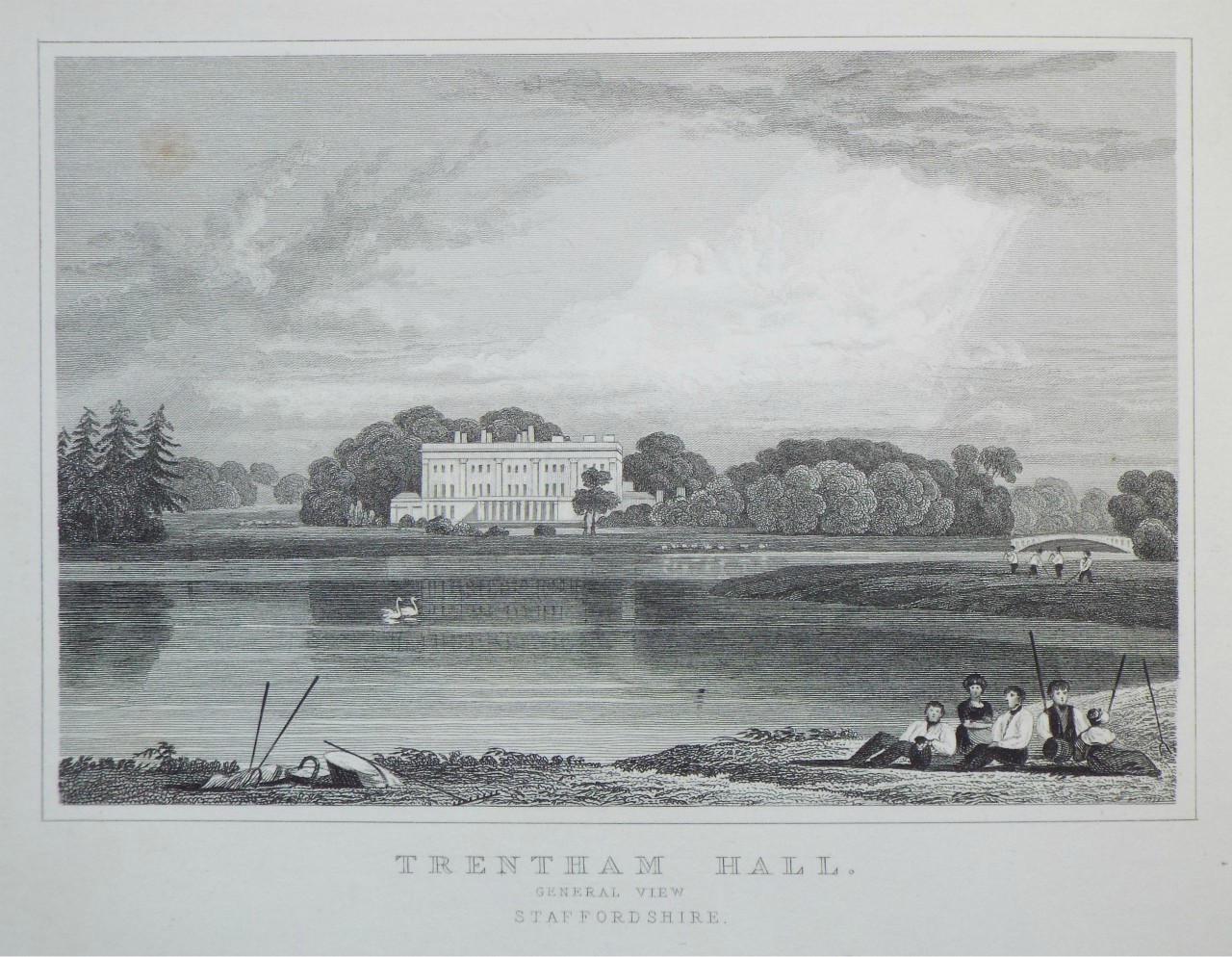 Print - Trentham Hall. General View Staffordshire. - Lacey