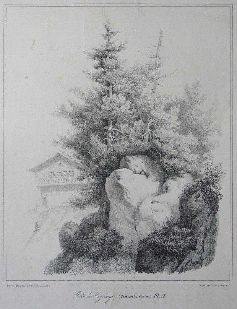 Lithograph - Pres de Meyringen (Canton de Berne) Pl.18.