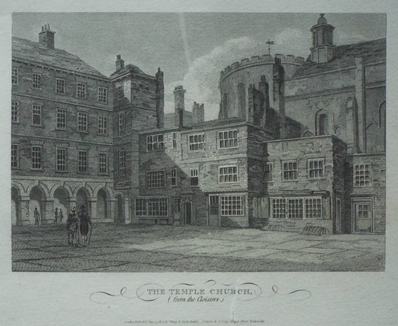 Print - The Temple Church, (from the Cloisters.)