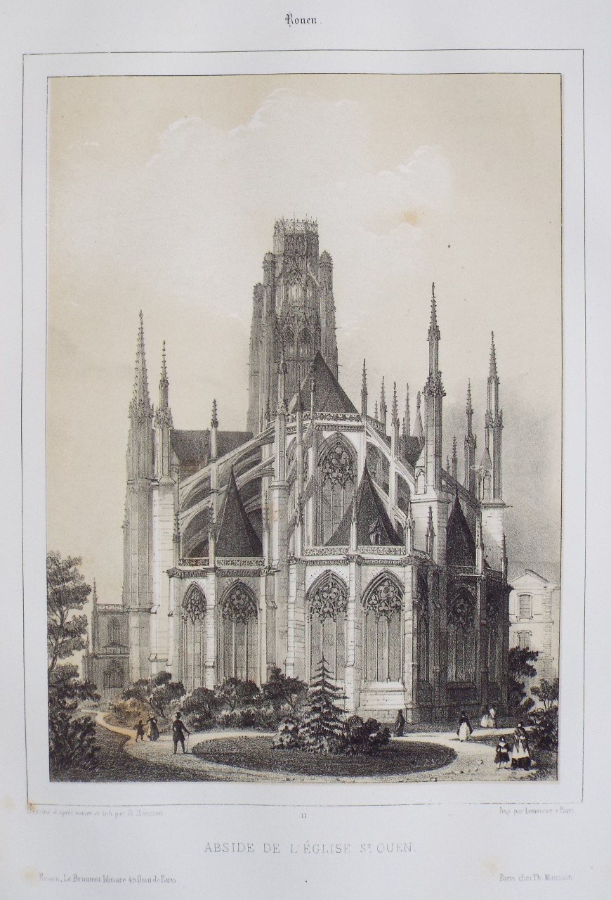 Lithograph - Rouen. Abside de l'Eglise St. Ouen. - Mansson