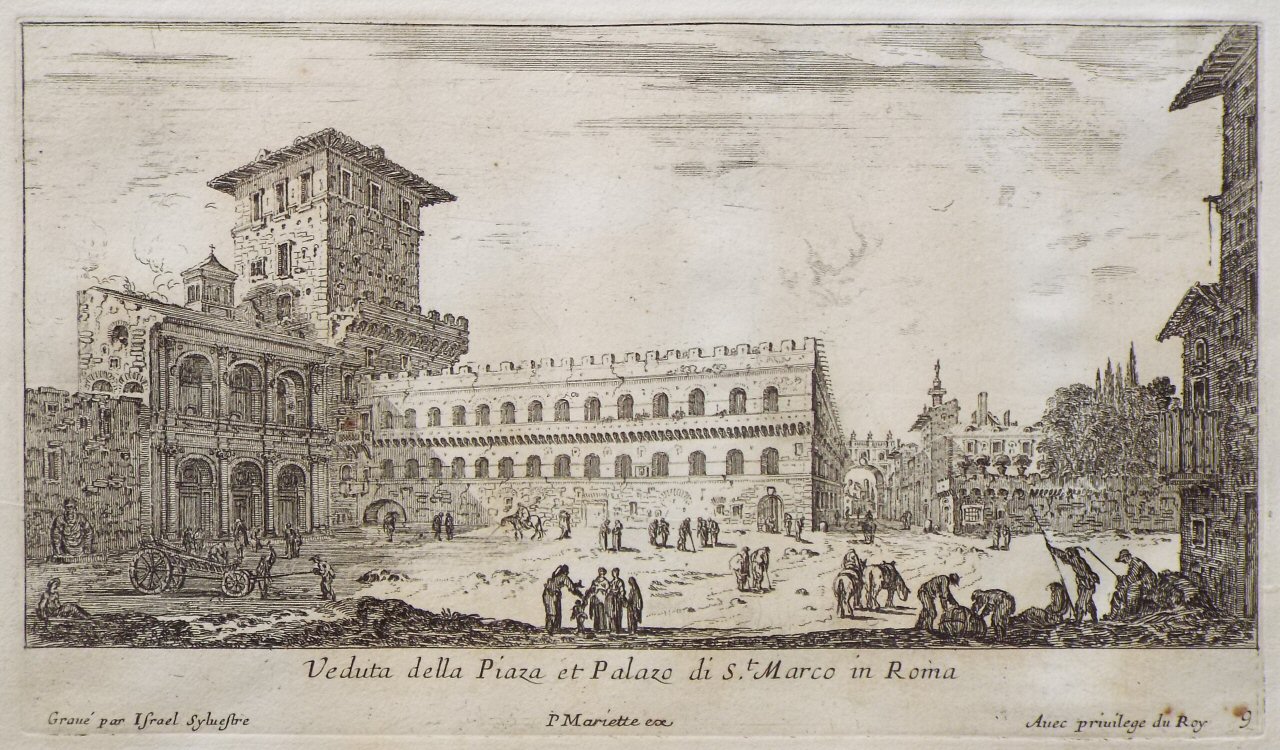 Etching - Veduta della Piaza et Palazo di St. Marco in Roma - Silvestre