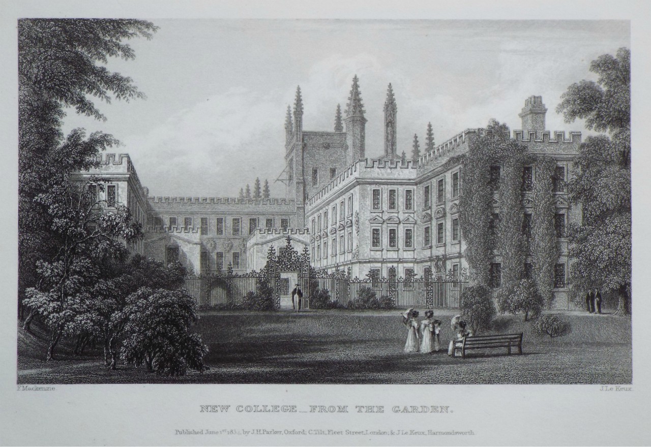 Print - New College - From the Garden.Chapel. - Le