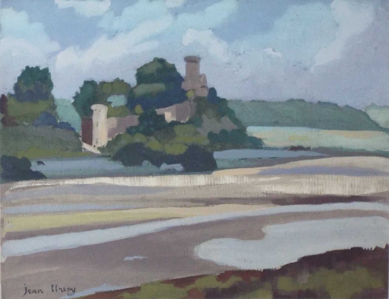 Pochoir Gouache - Le Chateau du Chene-Vert