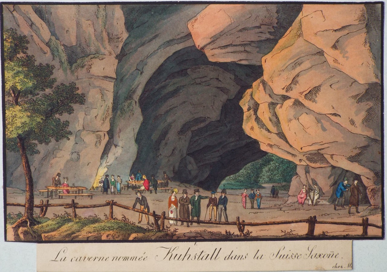 Aquatint - La caverne nommee Kuhstall dans la Suisse Saxone.