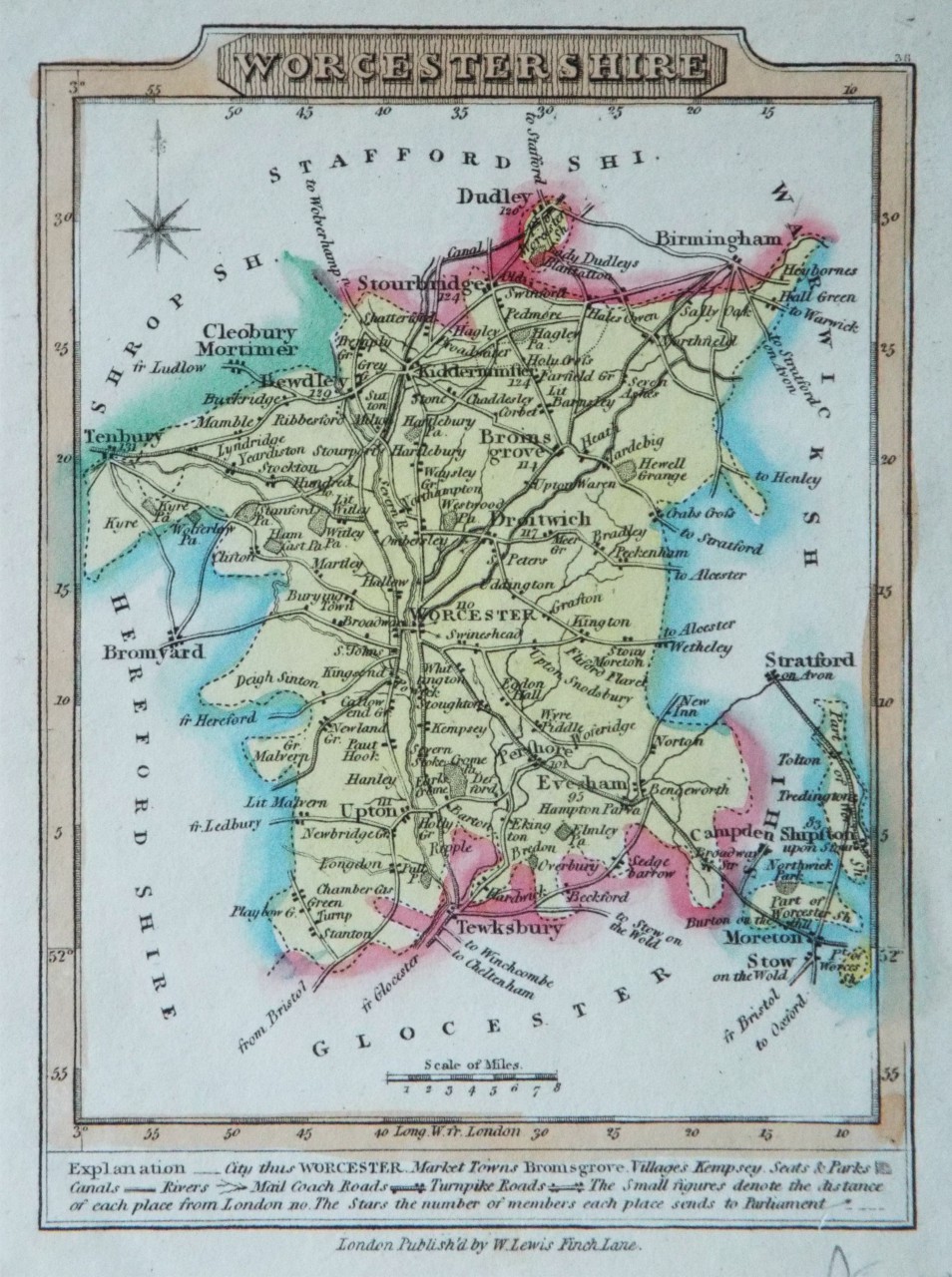 Map of Worcestershire - Lewis