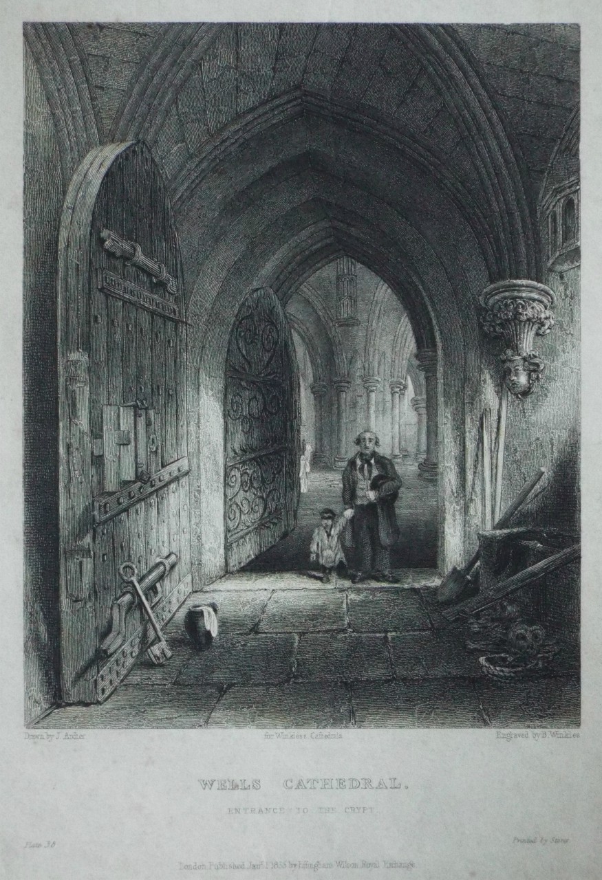 Print - Wells Cathedral. Entrance to the Crypt. - Winkles