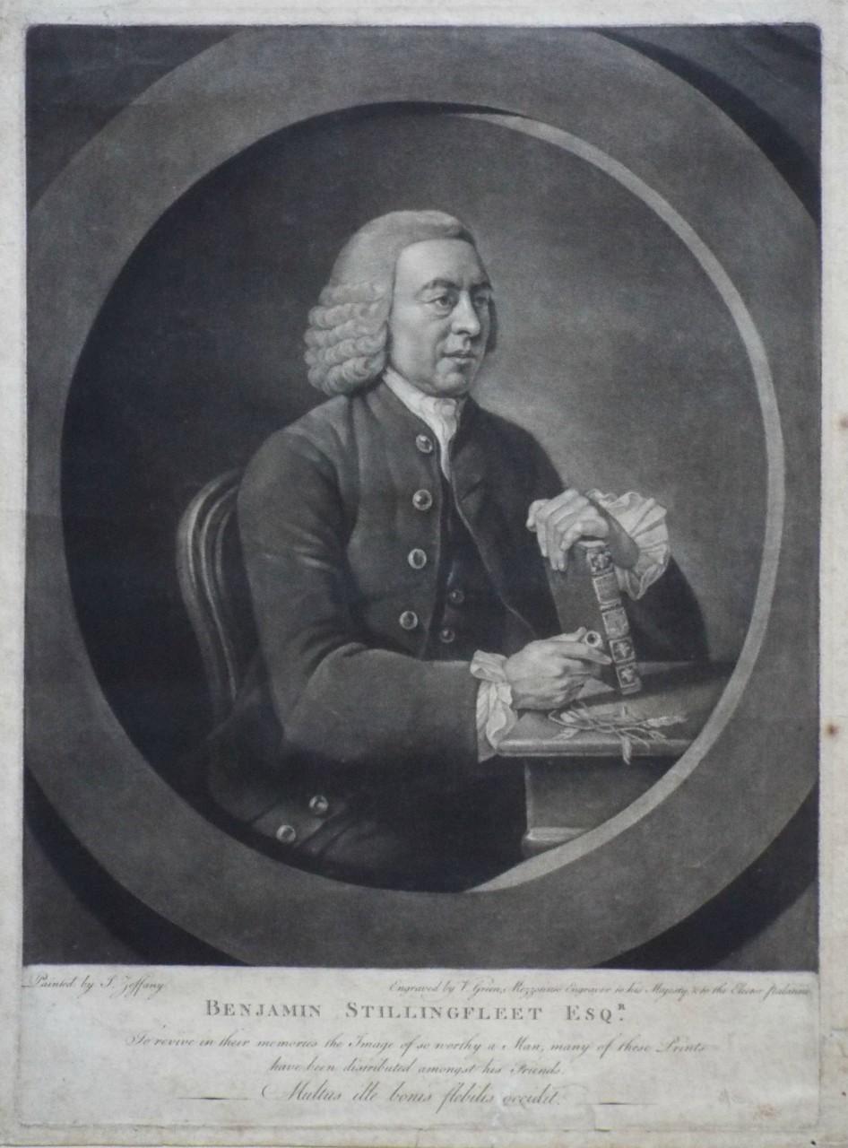 Mezzotint - Benjamin Stillingfleet Esqr. To revive in their memories of so worthy a Man, many of these Prints have been distributed amongtst his Friends. Multus ille bonus flebilis occidit. - Green