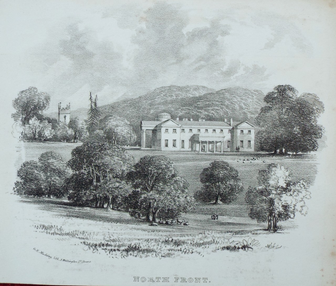 Lithograph - (Buckland House) North Front.