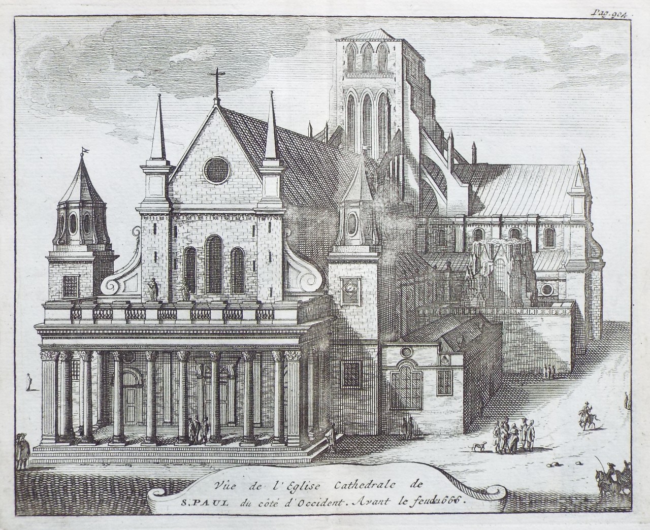 Print - Vue de l'Eglise Cathedrale de S. Paul du cote d'Occident. Avant le feu du 1666.