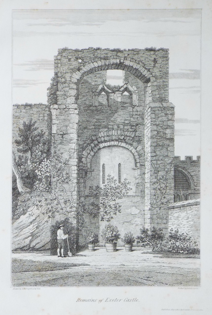 Print - Remains of Exeter Castle. - Byrne