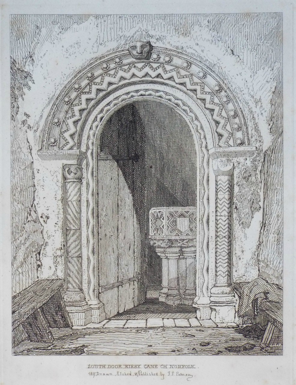 Etching - South Door Kirby Cane Norfolk. - Cotman