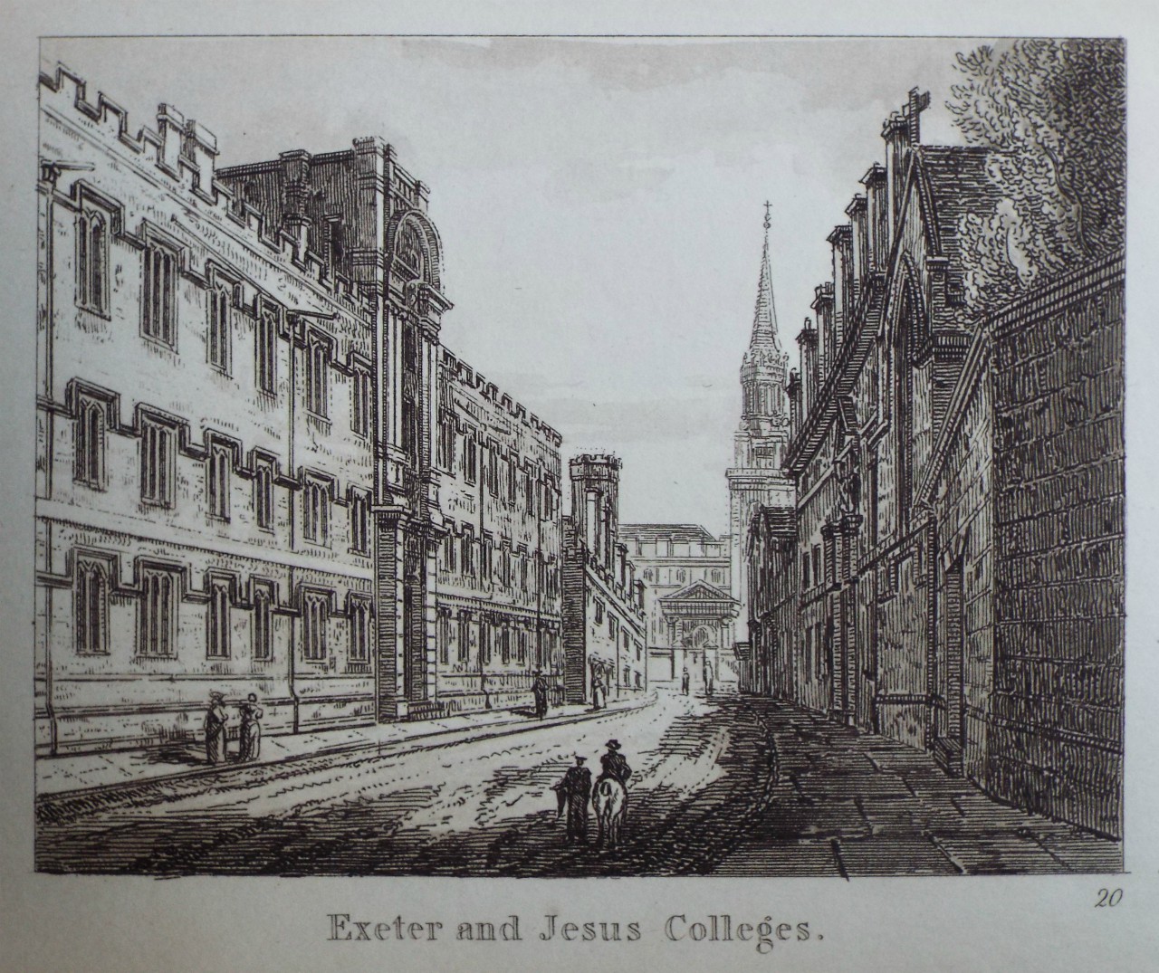 Aquatint - Exeter and Jesus Colleges.