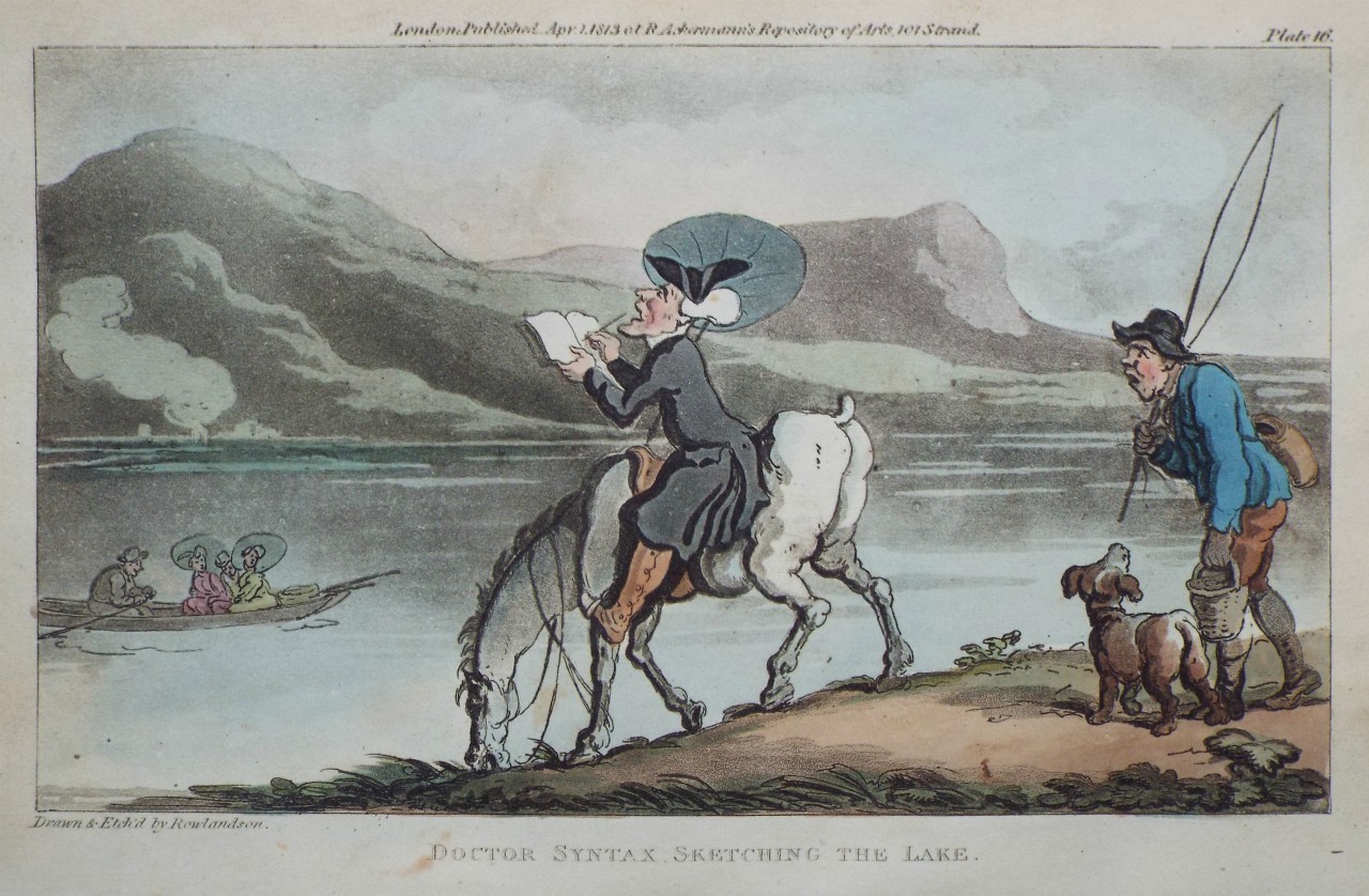 Aquatint - Doctor Syntax Sketching the Lake - Rowlandson
