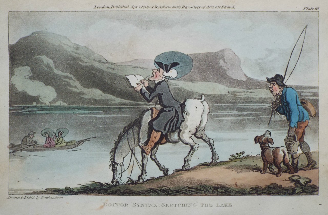 Aquatint - Doctor Syntax Sketching the Lake - Rowlandson