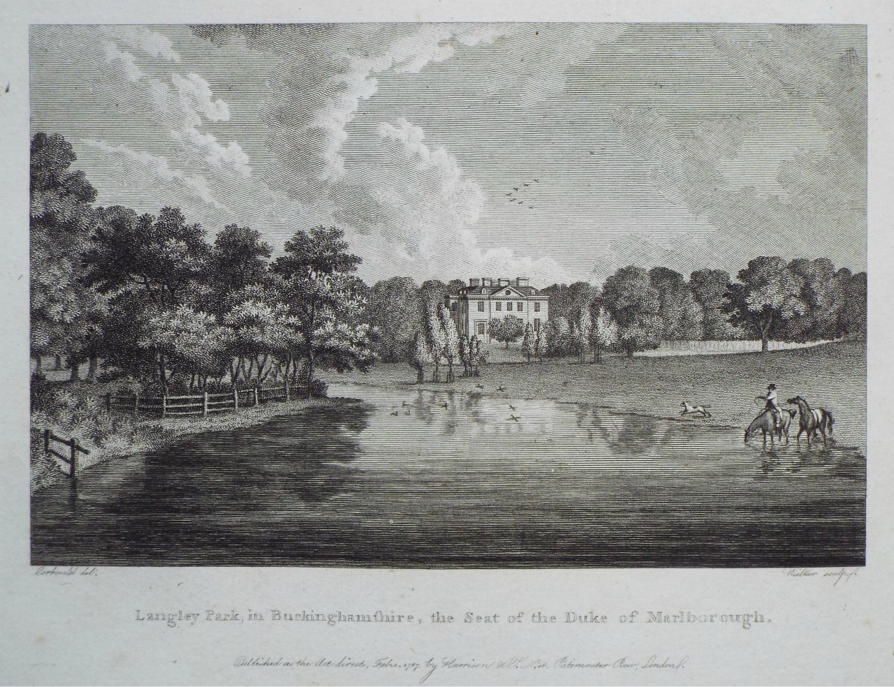 Print - Langley Park, in Buckinghamshire, the Seat of the Duke of Marlborough. - 