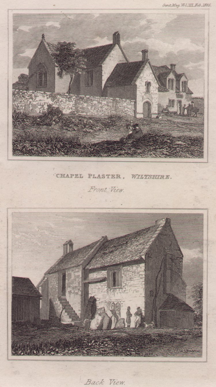 Print - Chapel Plaster, Wiltshire. Front View & Back View