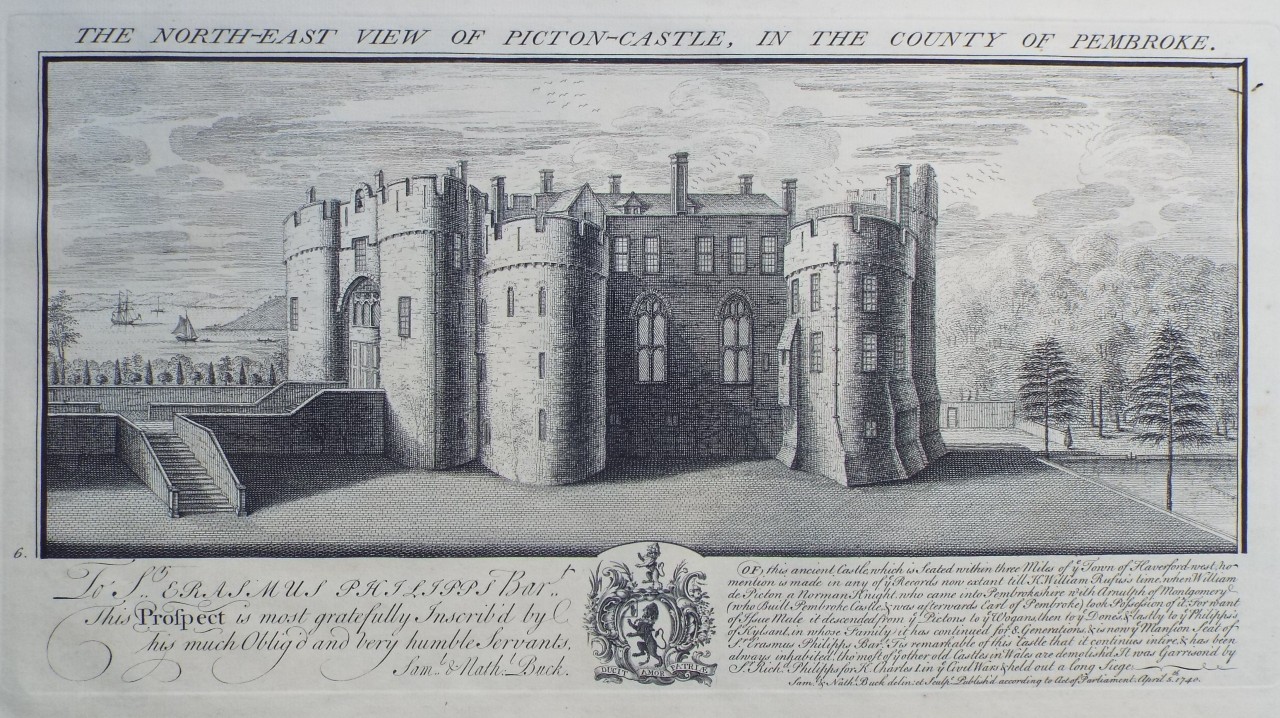 Print - The North-East View of Picton Castle, in the County of Pembroke. - Buck