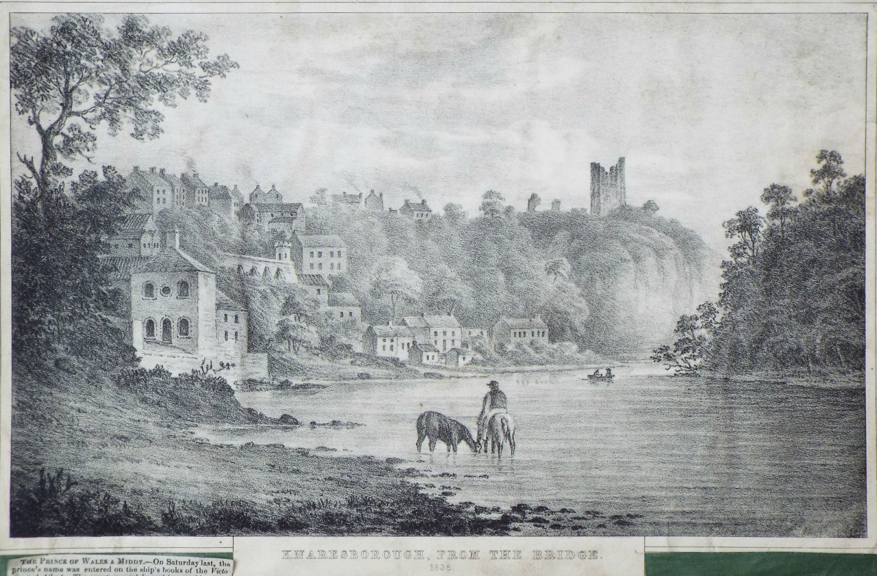 Lithograph - Knaresborough, from the Bridge. 1828
