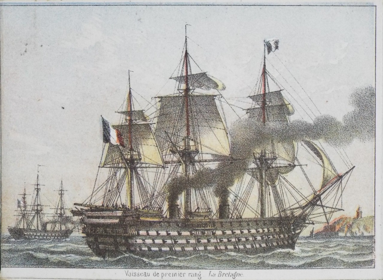 Lithograph - Vaisseau de premier rang. La Bretagne.