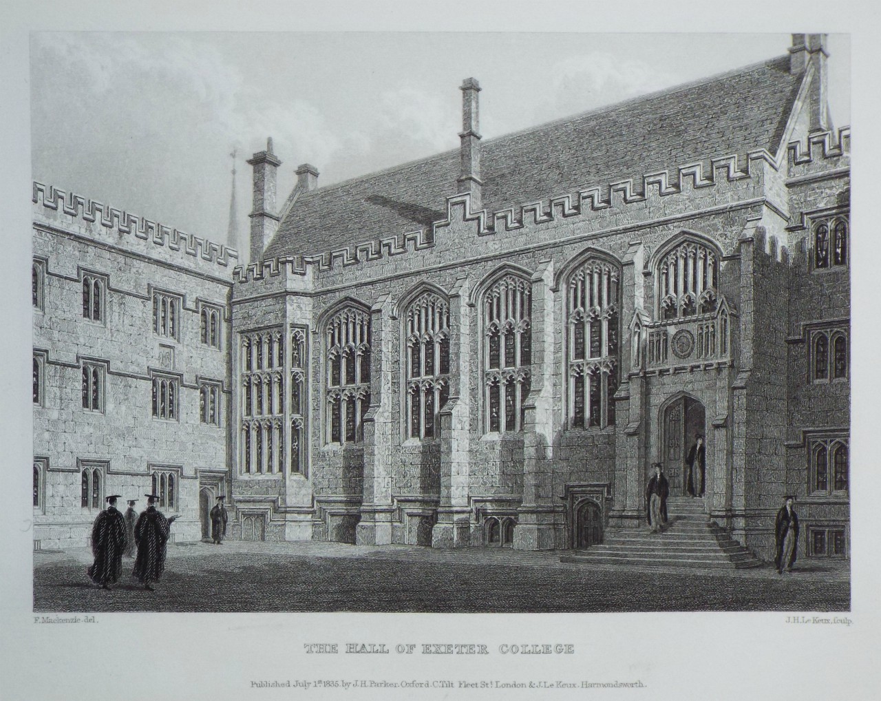 Print - The Hall of Exeter College. - Le