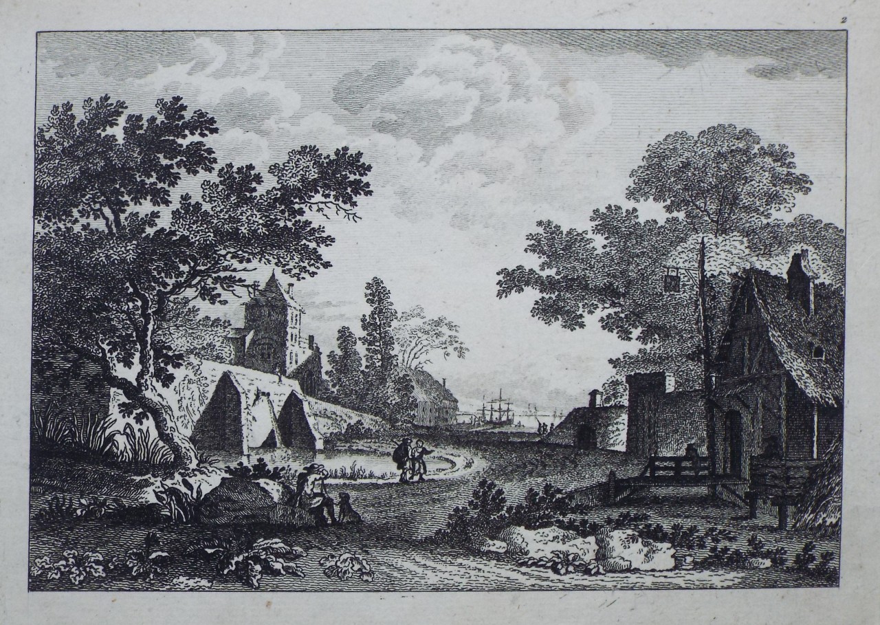 Print - Landscape with Inn and sea port in background