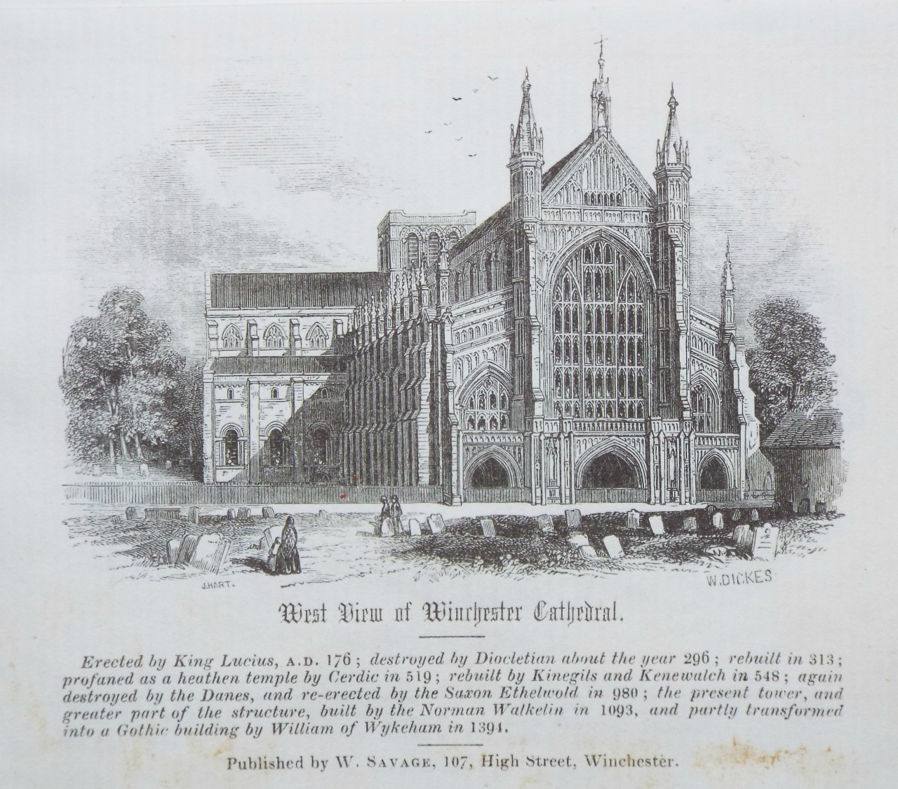 Wood - West View of Winchester Cathedral. - Dickes