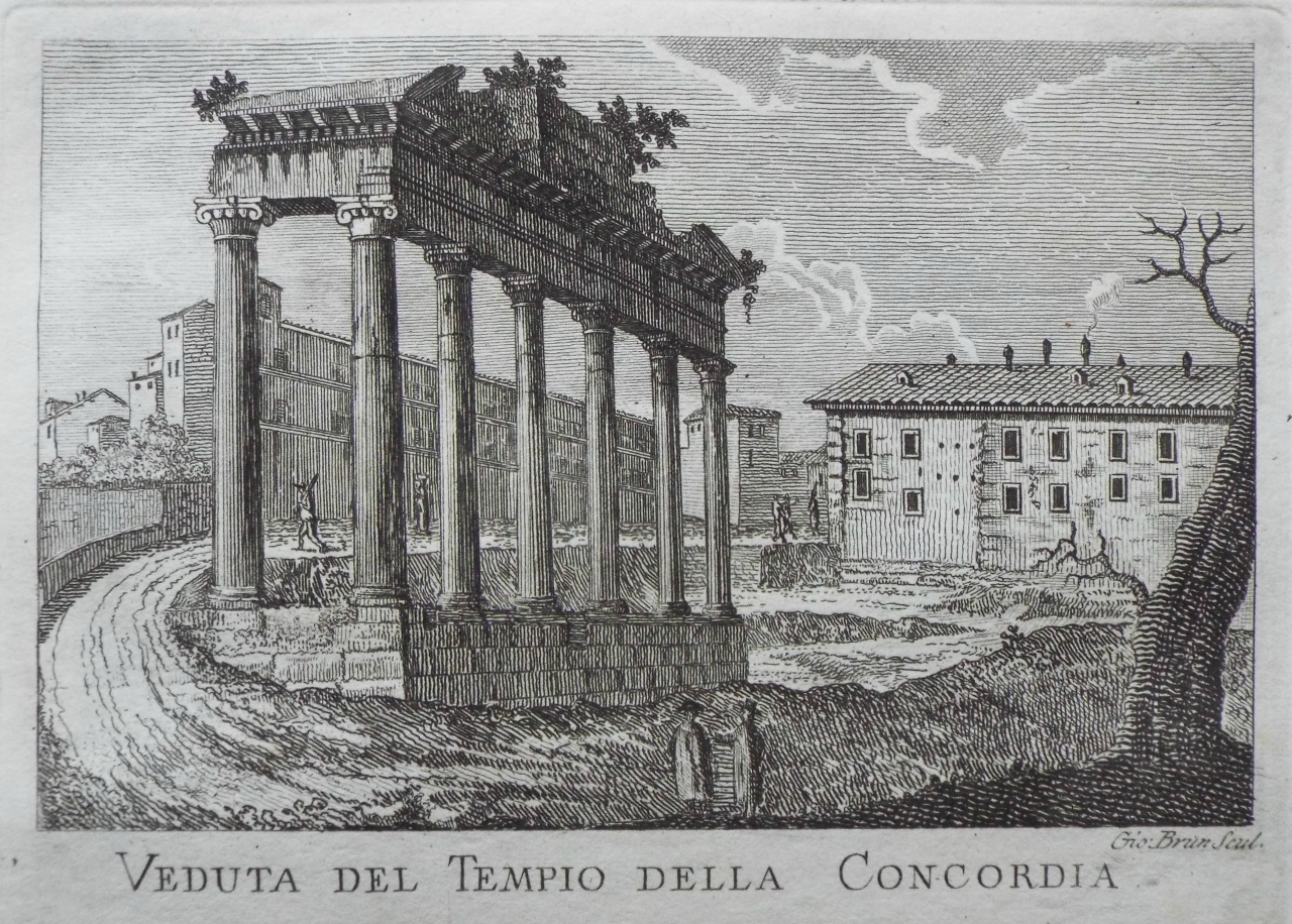 Print - Veduta del Tempio della Concordia - Brun