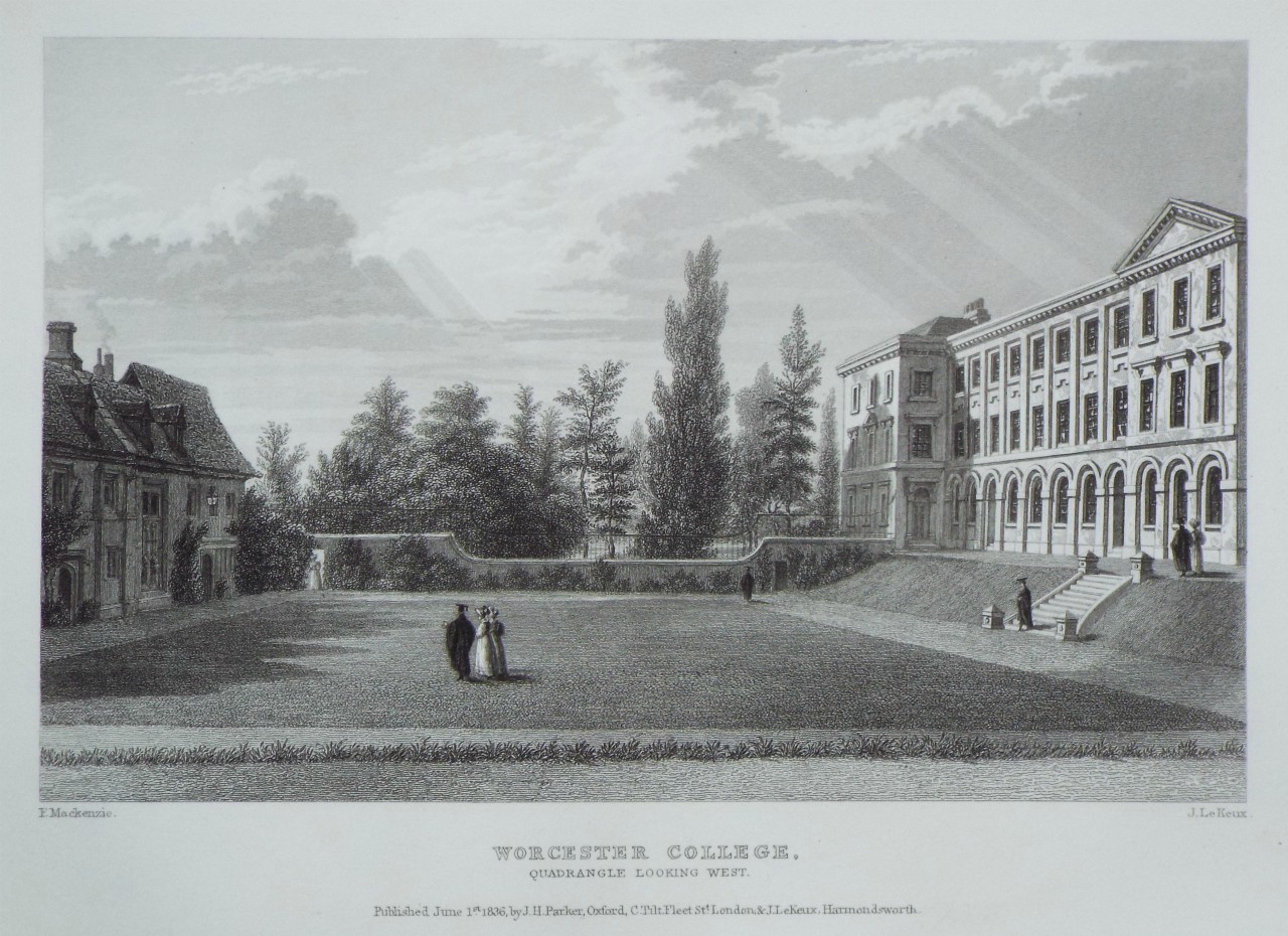 Print - Worcester College. Quadrangle Looking West. - Le