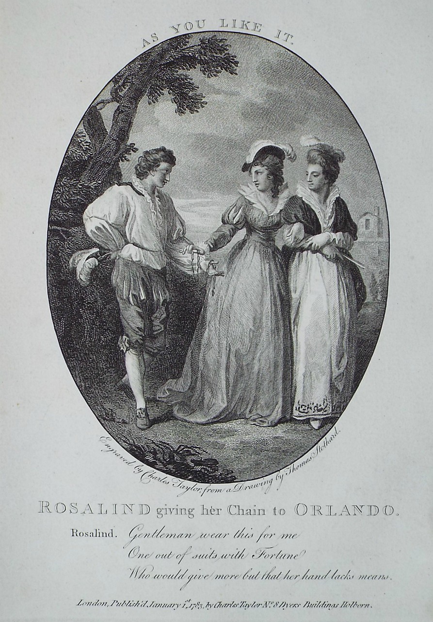 Print - As You Like it. Rosalind giving her Chain to Orlando. - Taylor