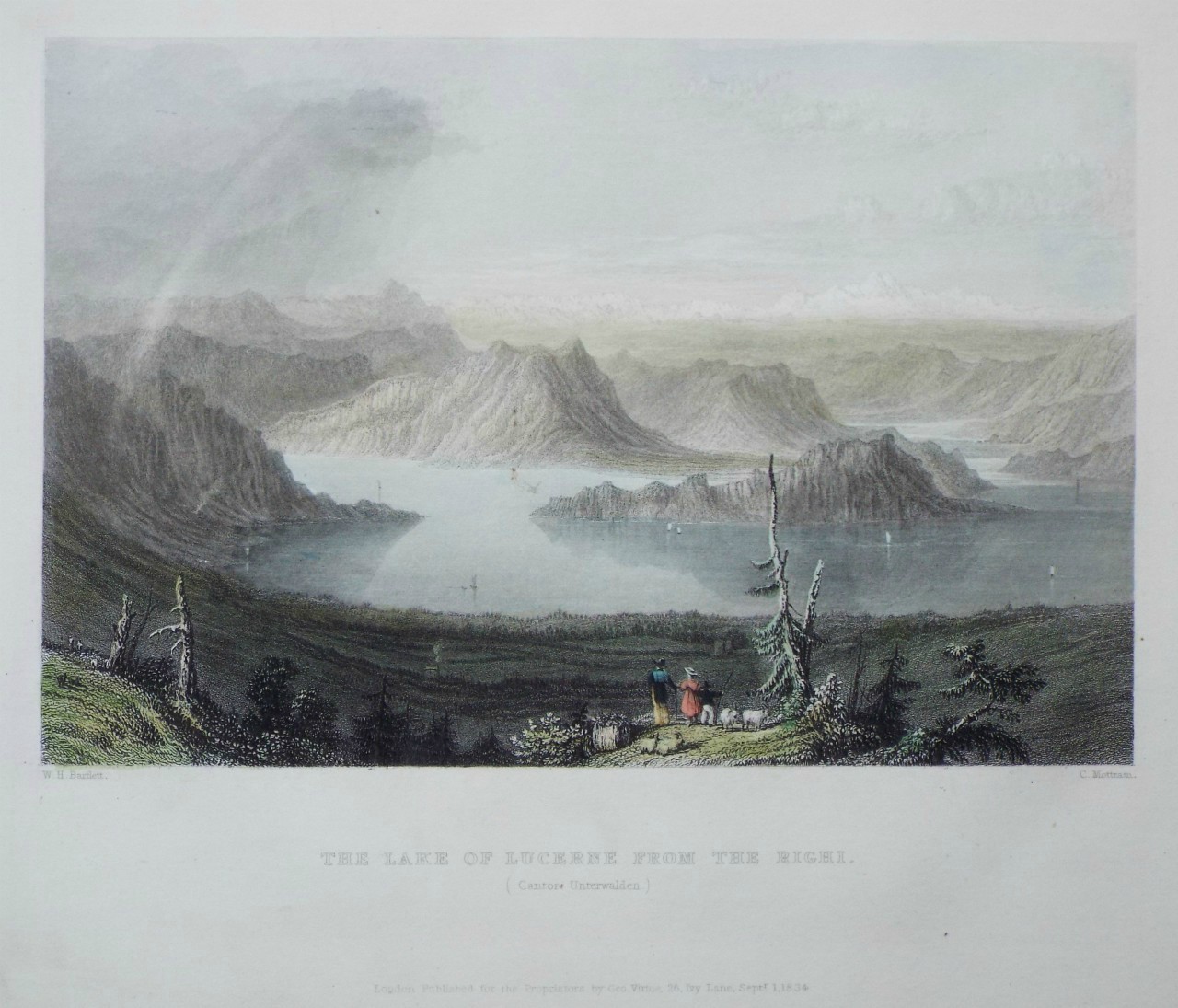Print - The Lake of Lucerne from the Righi (Canton Unterwalden) - Mottram
