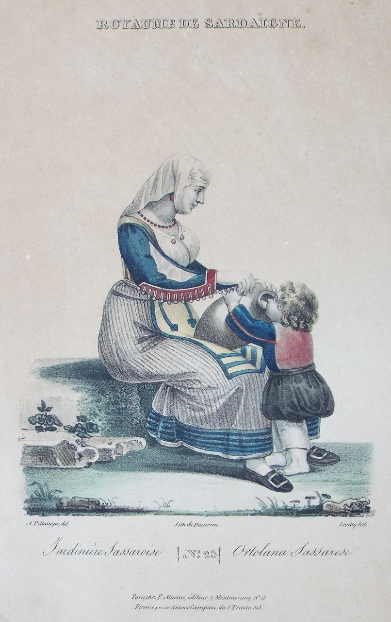 Lithograph - Royaume de Sardaigne. 23. Jardiniere Sassaroise. Ortolana Sassarese. - 