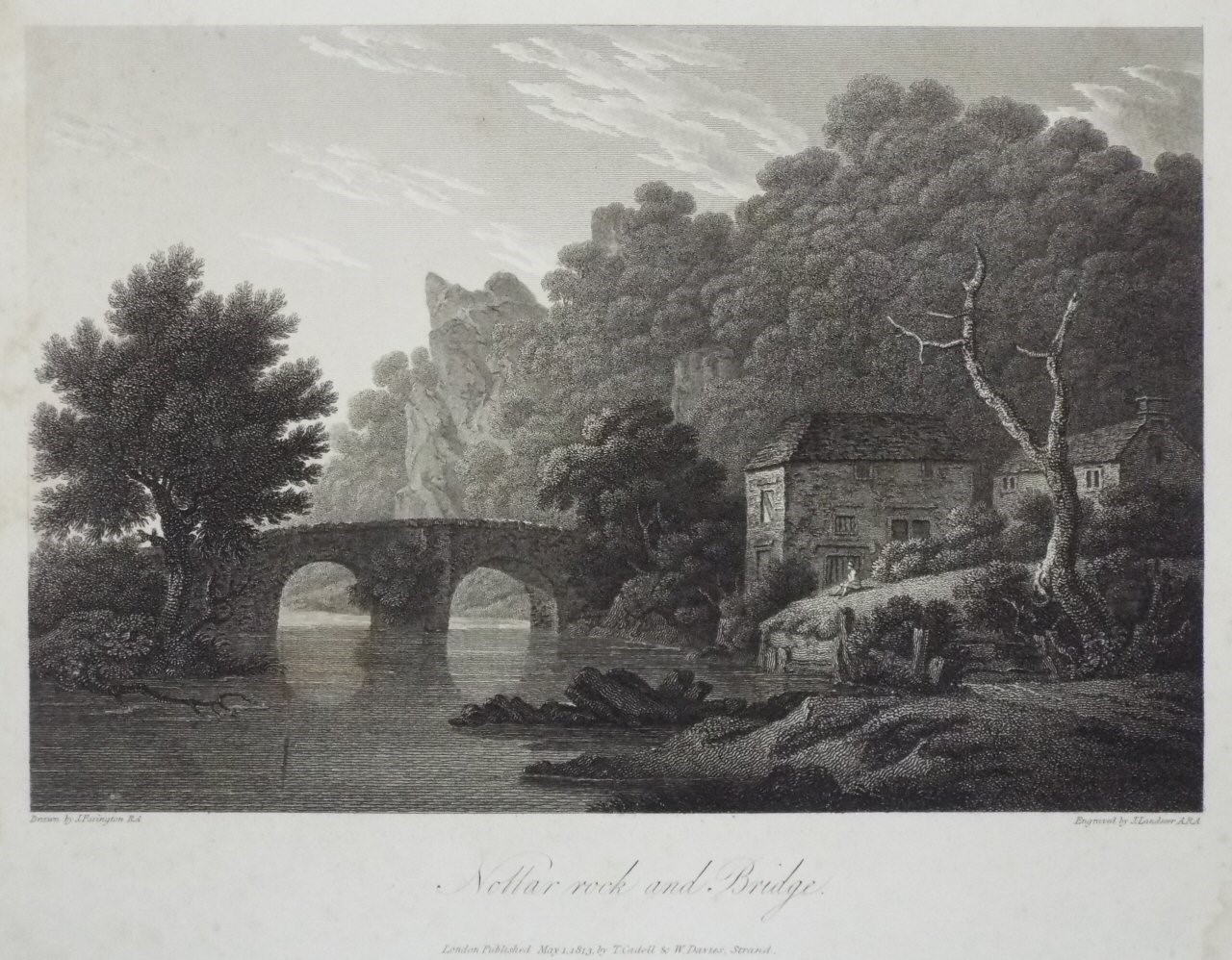 Print - Nottar Rock and Bridge. - Landseer