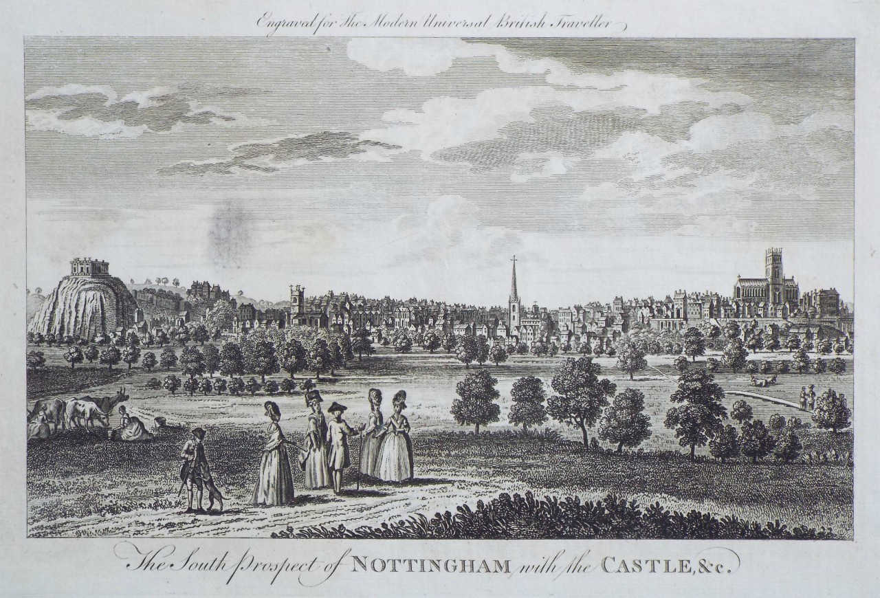 Print - The South Prospect of Nottingham, with the Castle, &c.