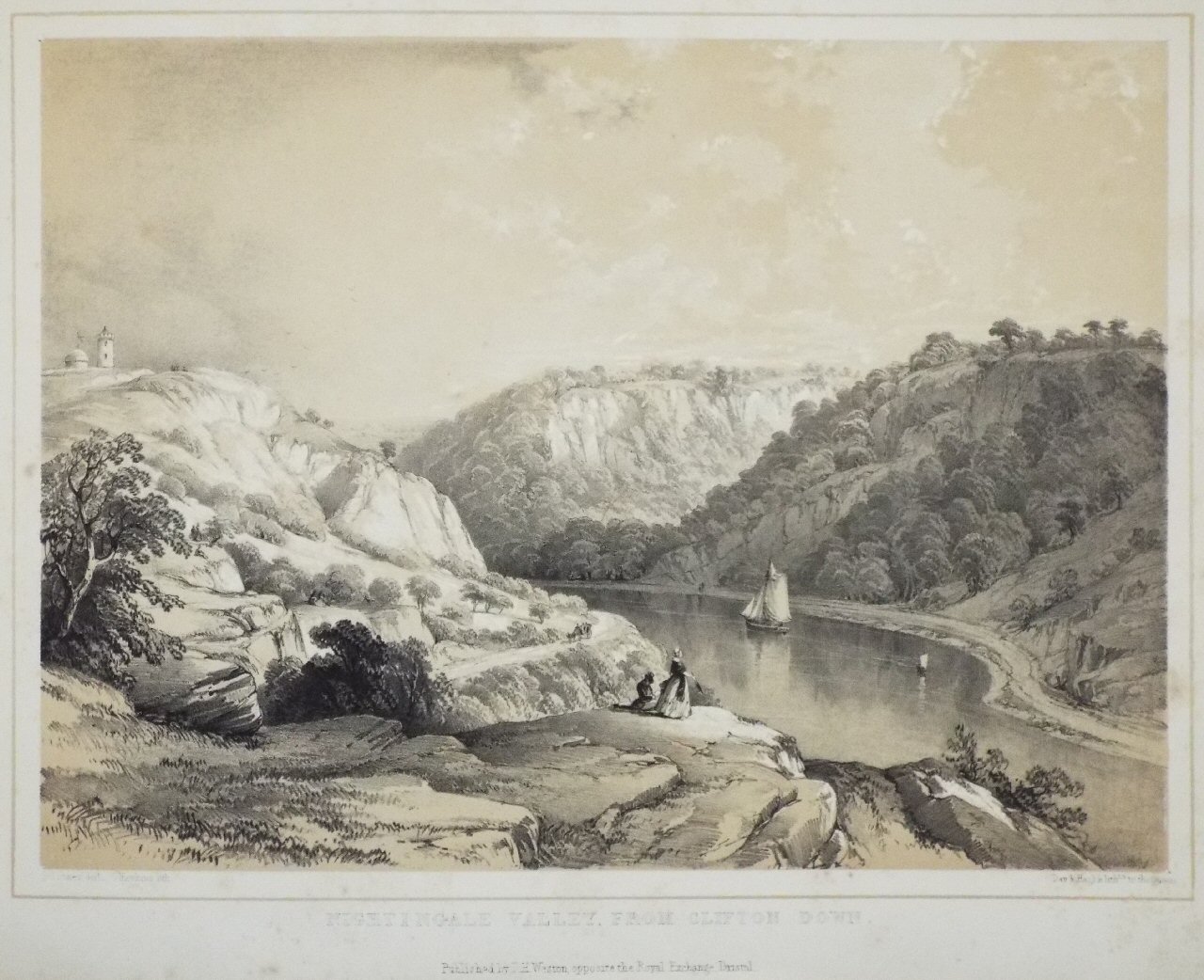 Lithograph - Nightingale Valley, from Clifton Down. - Hawkins