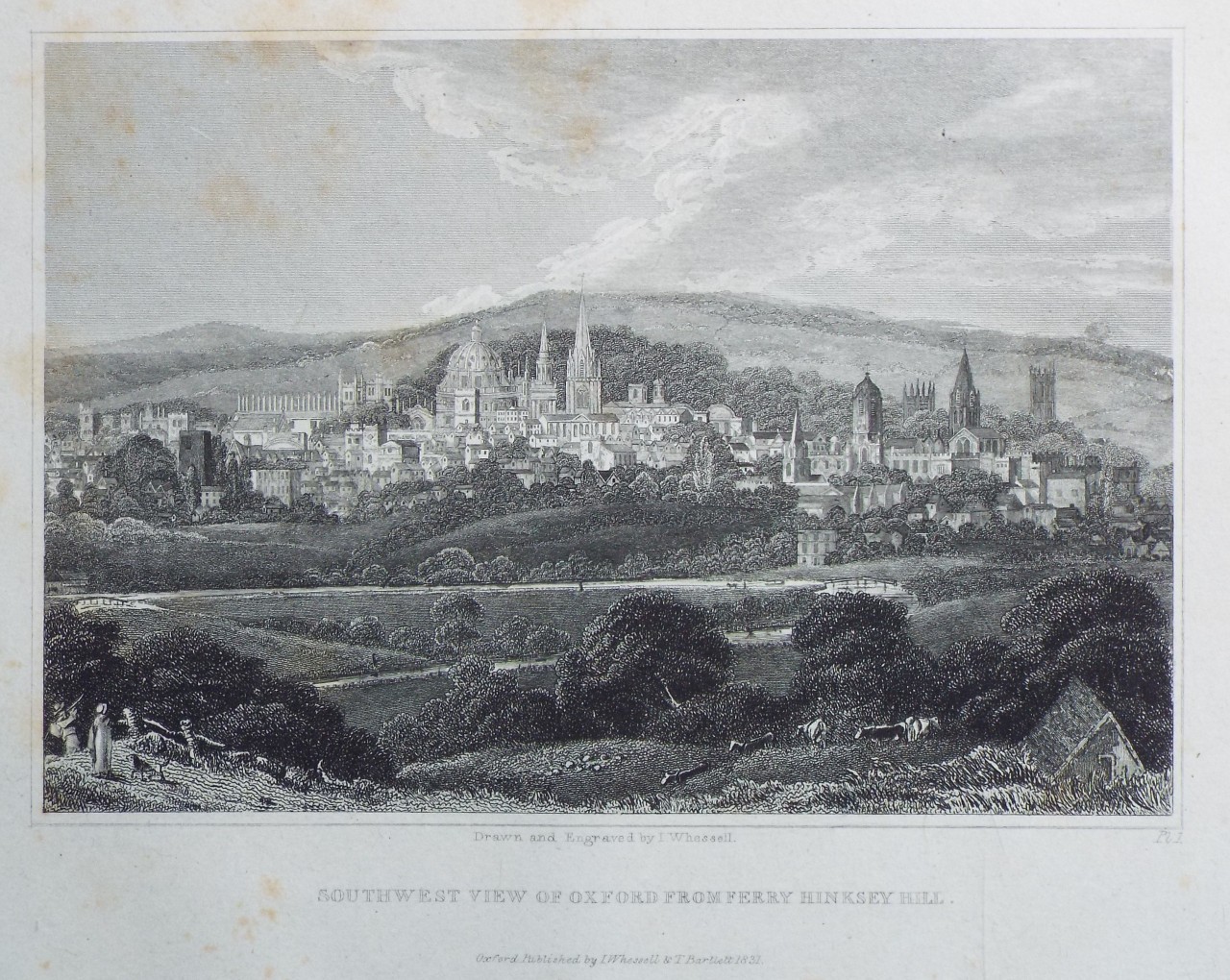 Print - Southwest View of Oxford from Ferry Hinksey Hill. - Whessell