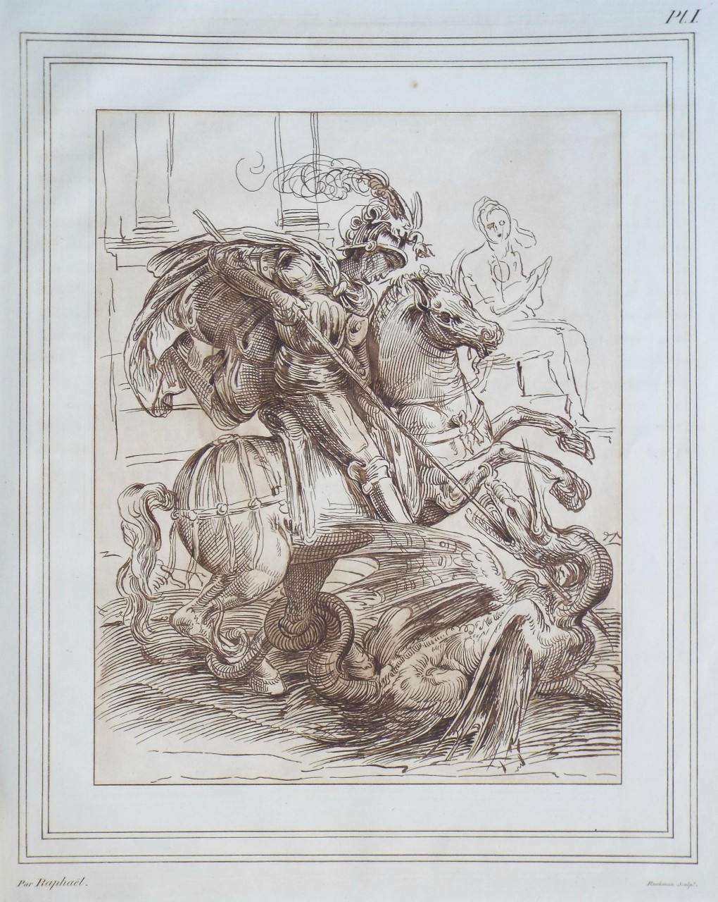 Lithograph - St. George combattant le Dragon - 