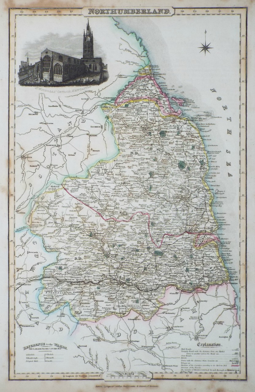Map of Northumberland - Pigot