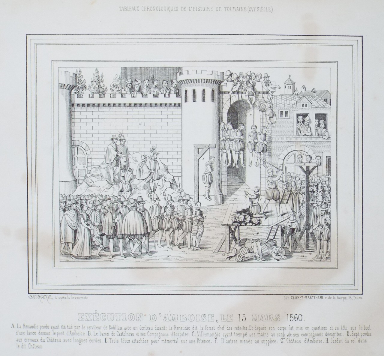 Lithograph - Execution d'Amboise, le 15 Mars 1560.