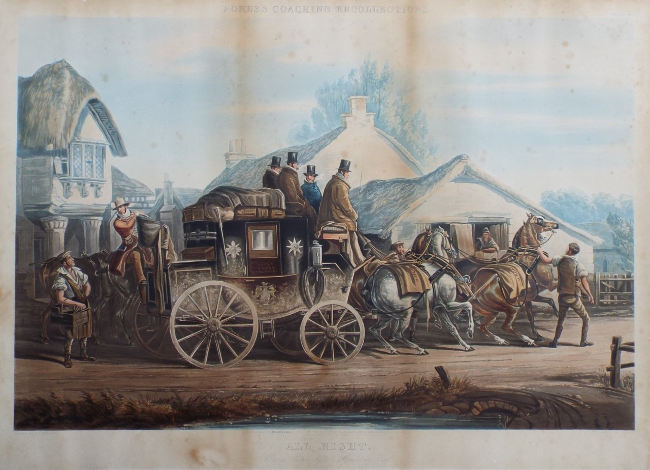 Aquatint - Fores's Coaching Recollections. All Right. From a Picture by C. C. Henderson Esqr. - Harris