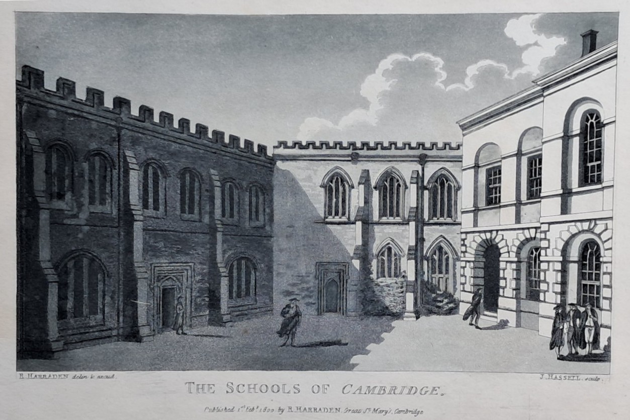 Aquatint - The Schools of Cambridge. - Hassell