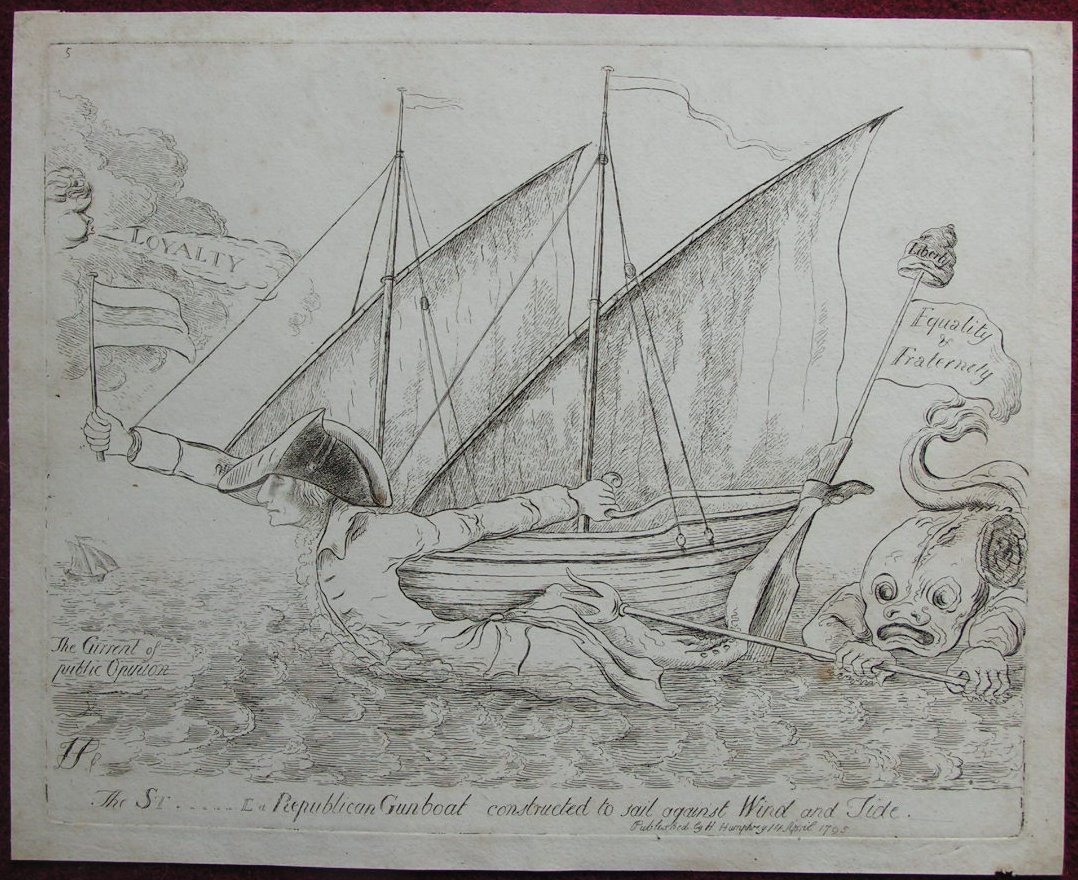 Etching - The St.....e a Republican Gunboat constructed to sail against the Wind and Tide 