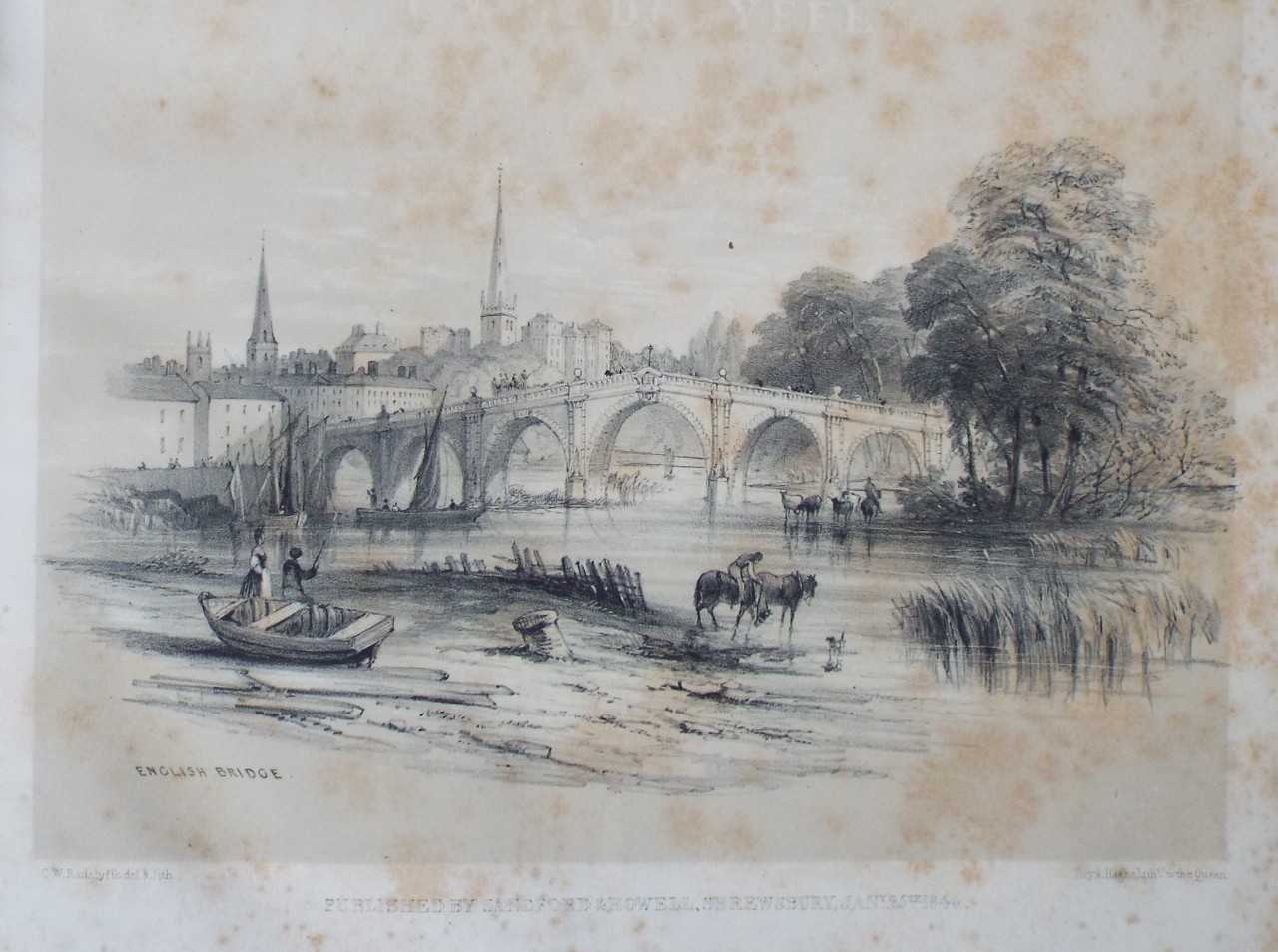 Lithograph - English Bridge. - Radclyffe