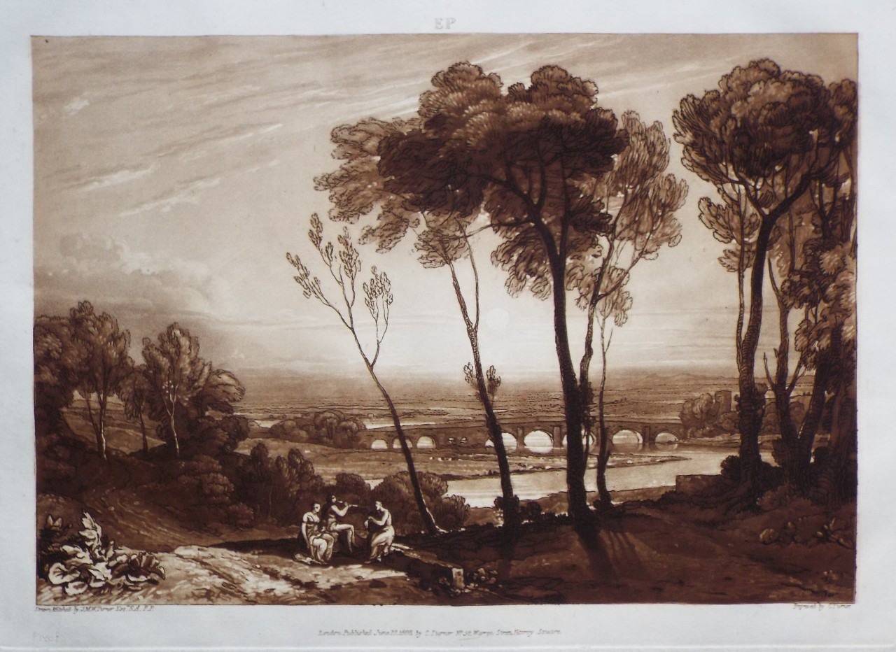 Mezzotint - The Bridge in Middle Distance - Turner