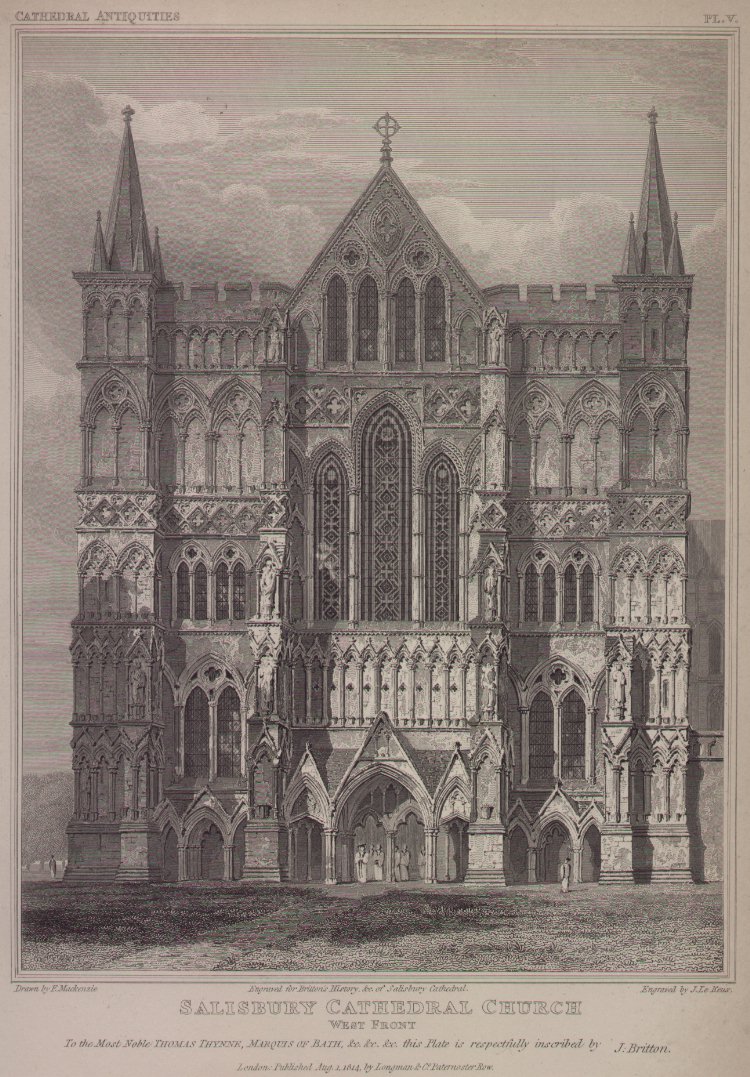 Print - Salisbury Cathedral Church West Front - Le