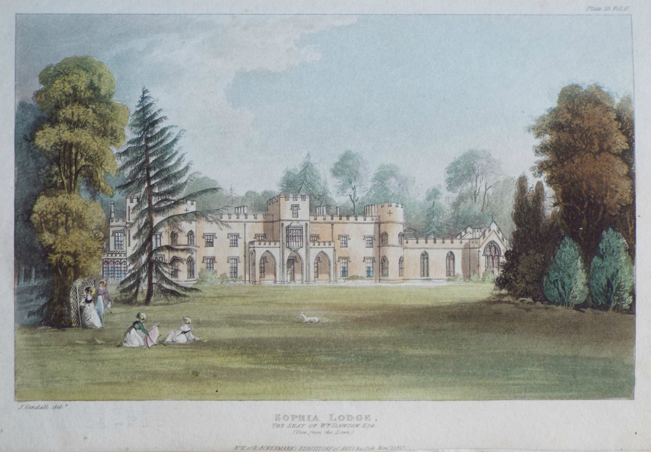 Aquatint - Sophia Lodge, the Seat of Wm. Dawson Esq. (View from the Lawn.)