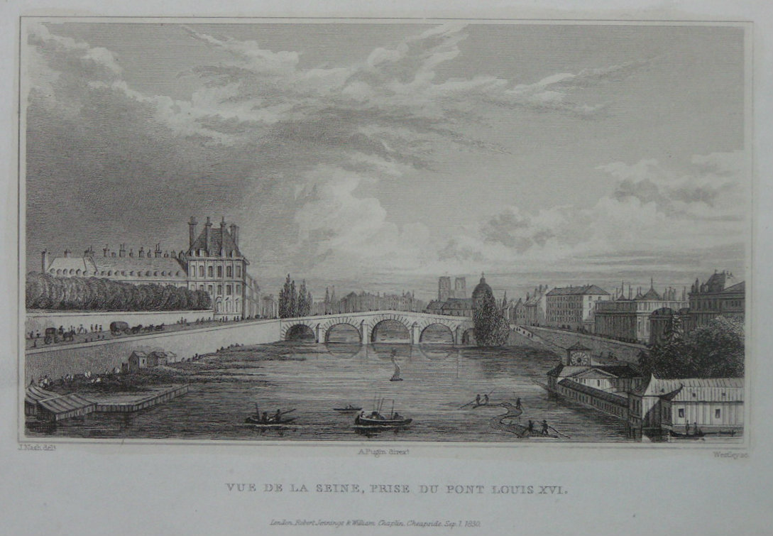 Print - Vue de la Seine, Prise du Pont Louis XVI. - 