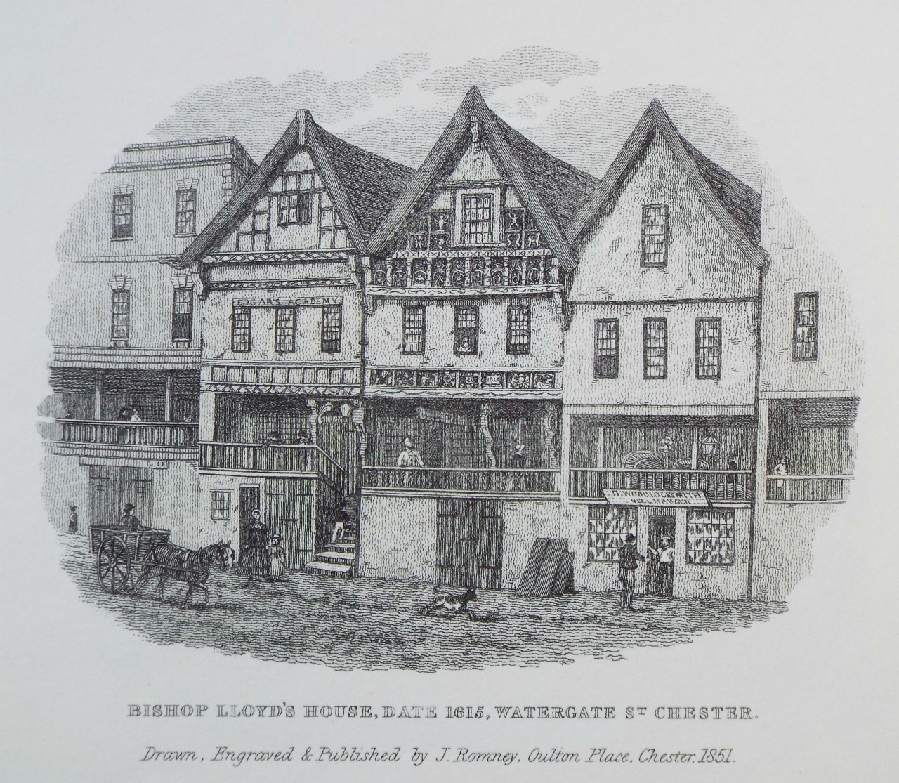 Print - Bishop Lloyd's House, Date 1615, Watergate St. Chester. - Romney