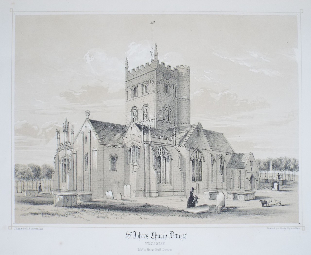 Lithograph - St. John's Church, Devizes. - Groom