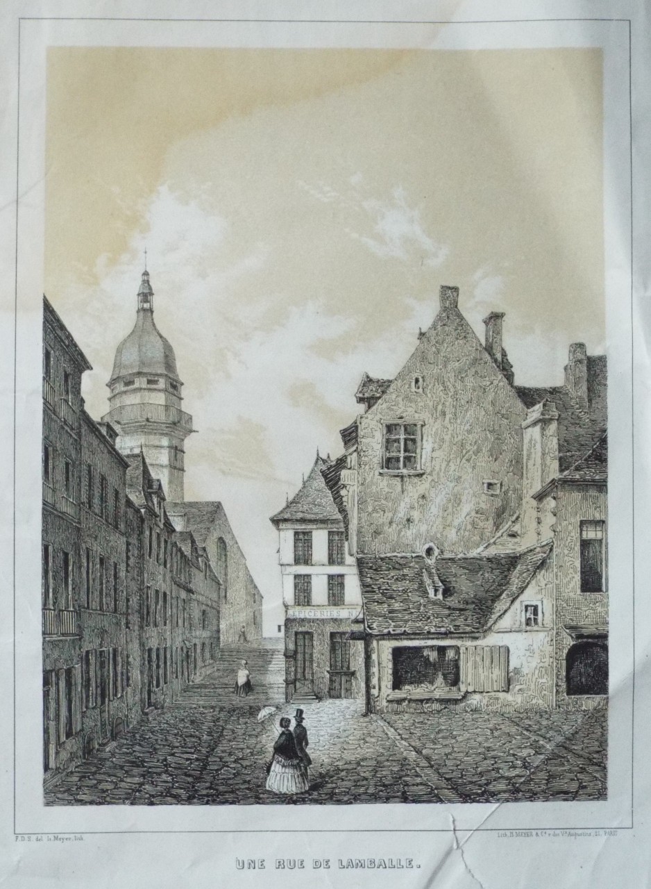 Lithograph - Une Rue de Lamballe. - Meyer