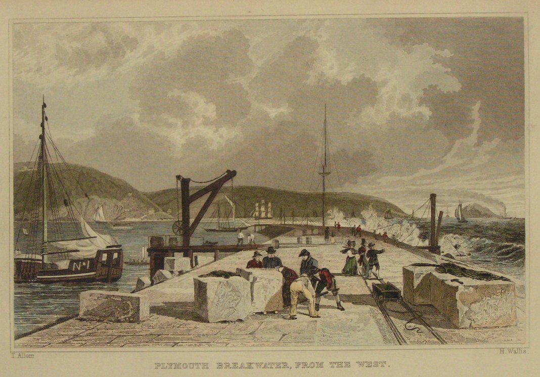 Print - Plymouth Breakwater, from the West. - Wallis